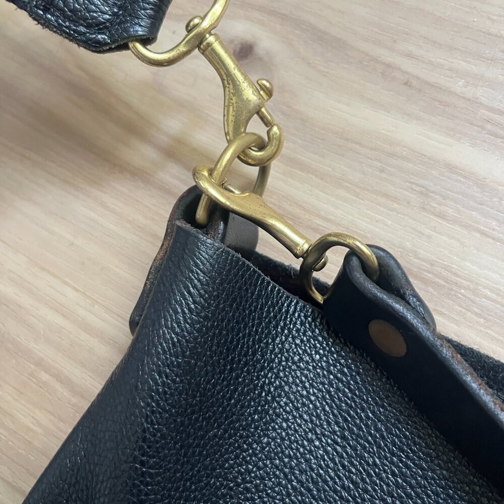 Meanwhile Back on the Farm Black Leather Carryall & Crossbody w/ Italian Strap - Picture 7 of 7